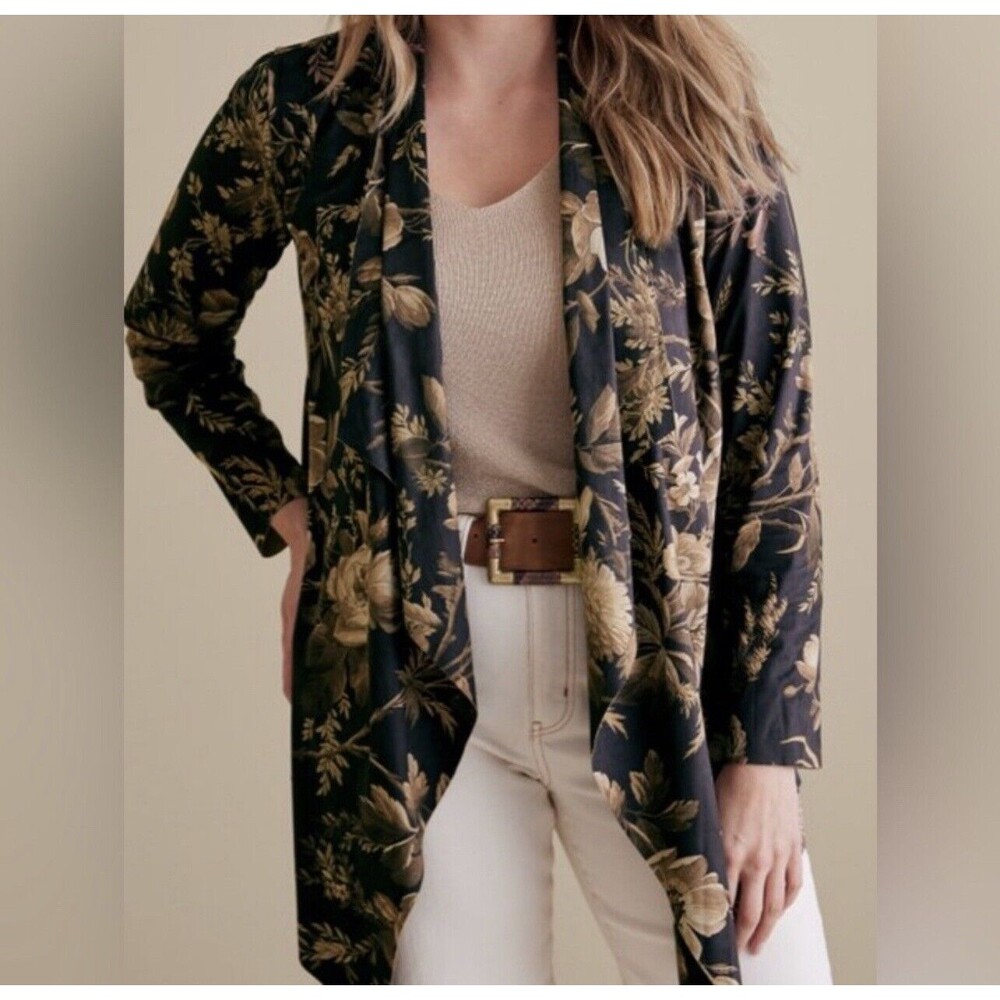 Soft Surroundings Shape Drape Faux Suede Jacket 1X Floral NWT